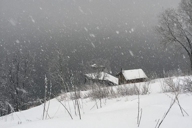 Cabin in snow in Norway