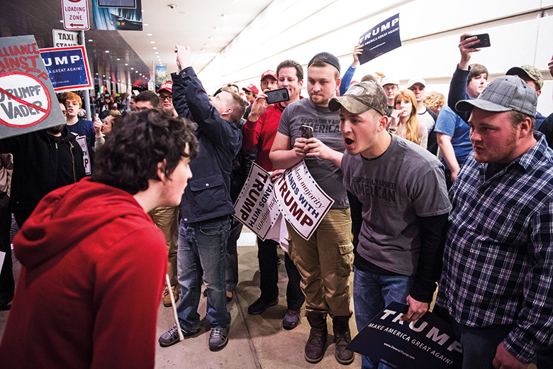 Confrontation between Trump supporters and anti-Trump protesters