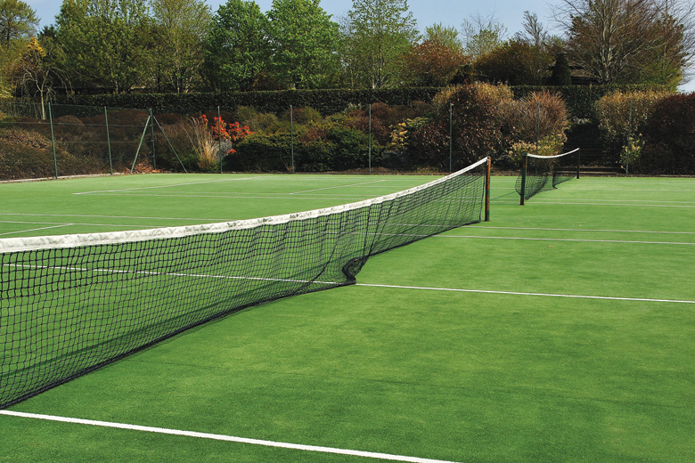 Deserted grass tennis courts