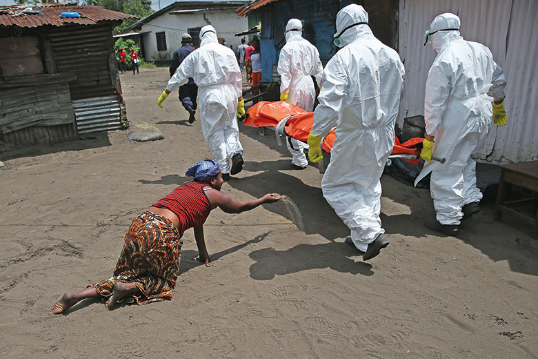 Ebola doctors with stretcher
