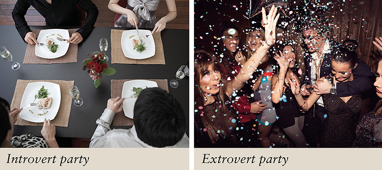 Introvert party versus extrovert party