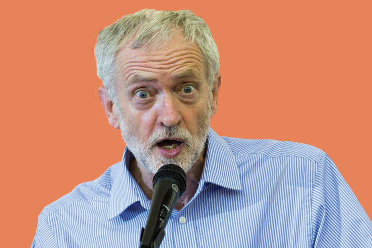 Jeremy Corbyn speaking into microphone