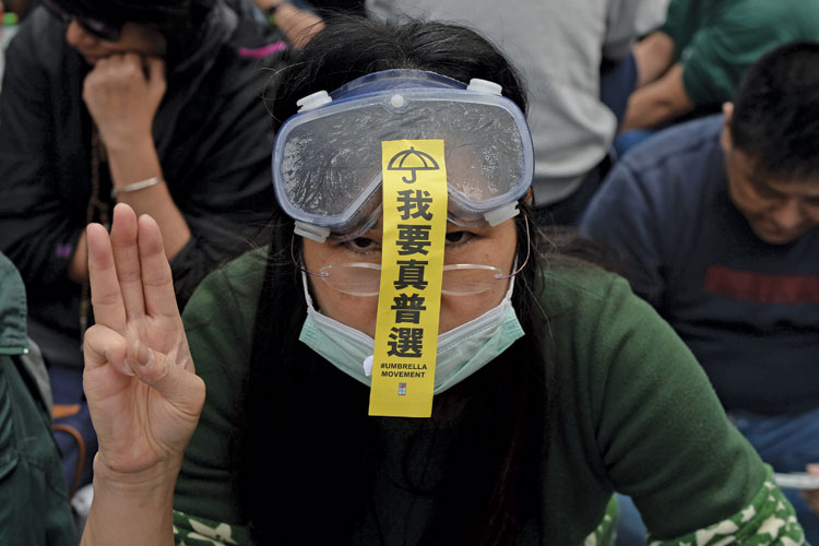 Pro-democracy demonstrator, Admiralty district, Hong Kong, 2014