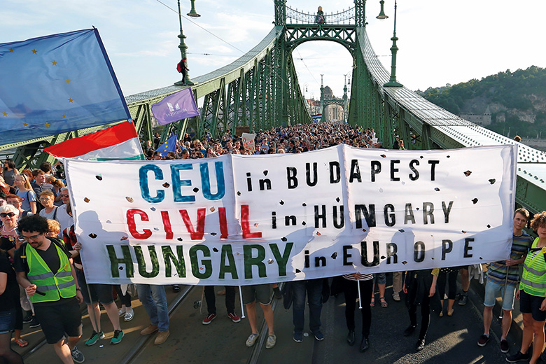 Protesters in Hungary