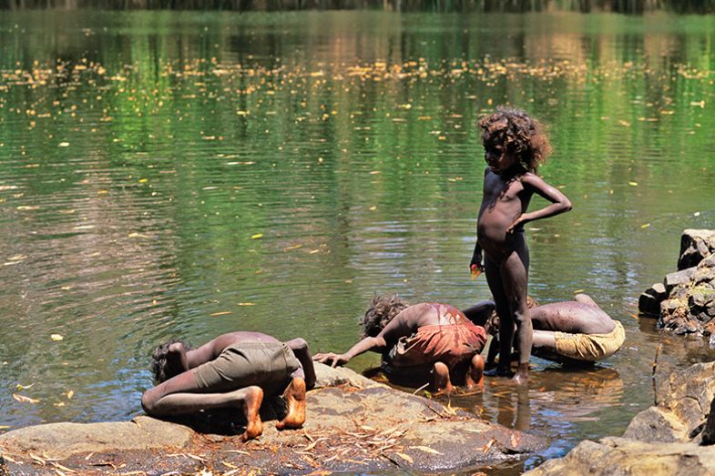 Aboriginal children drinking water