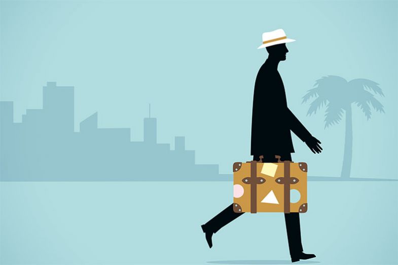 Illustration of man with suitcase