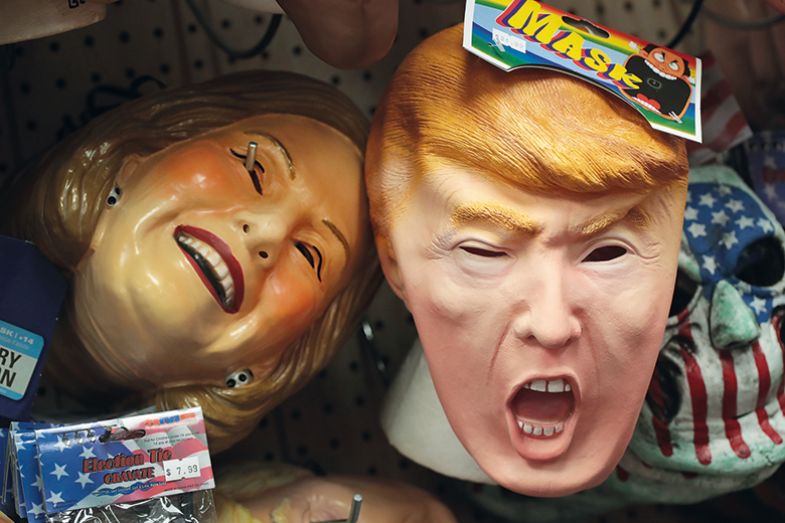 Donald Trump and Hillary Clinton masks