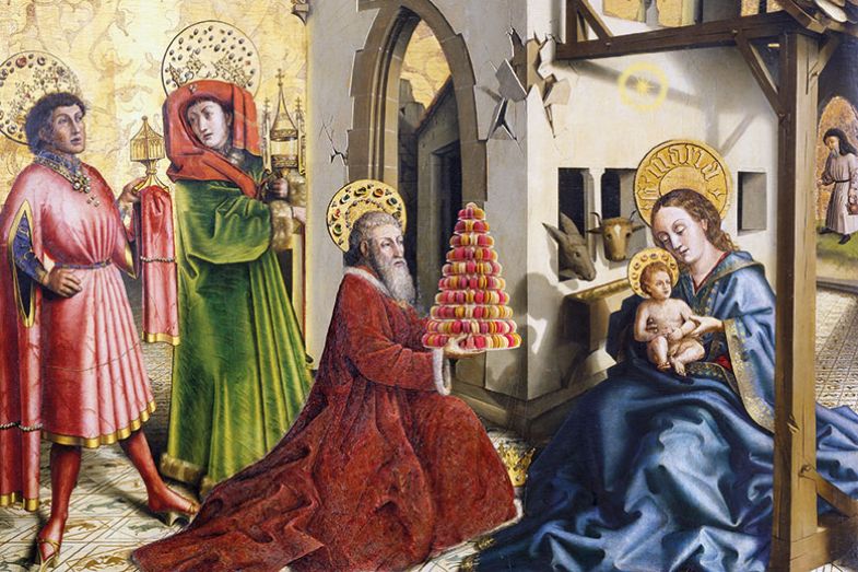Nativity scene with macarons