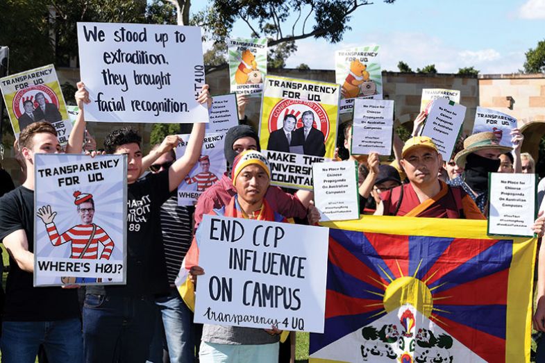 People protest against Chinese funding in Australian universities, Brisbane, Australia, 31 Jul 2019