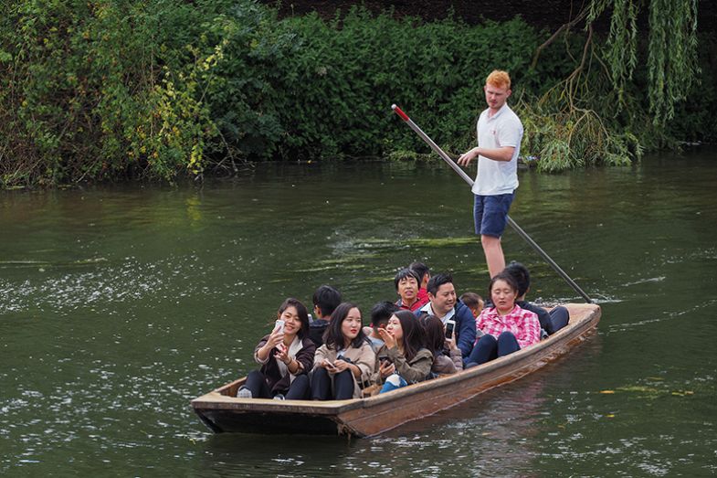 Young Chinese people punting