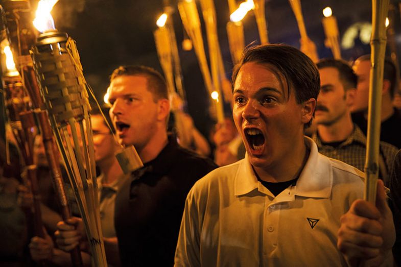 White supremacists march with torches in Charlottesville