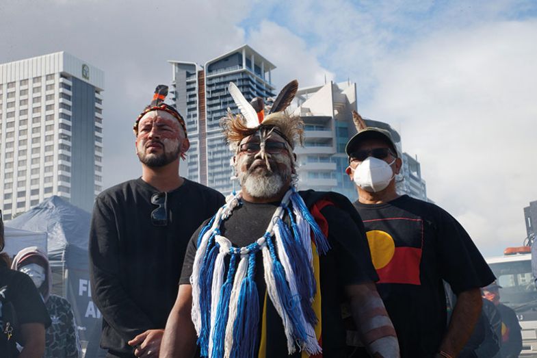 Aboriginal men at Black Lives Matter protest in Perth