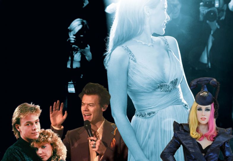 Montage of Jason Donovan and Kylie Minogue in Neighbours, Harry Styles, Kylie and Lady Gaga as mentioned in the article