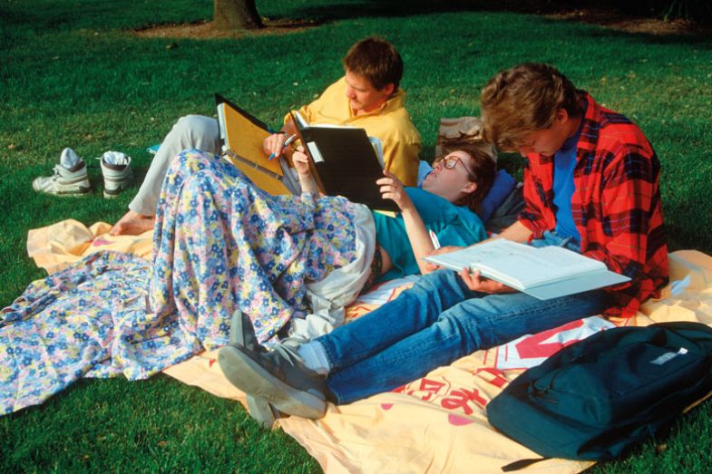 tudents studying on lawn with blankets as a metaphor for What gets measure d gets done