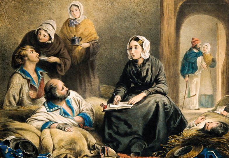 Painting of Florence Nightingale at work in the Therapia Hospital to illustrate More direct public investment in teaching
