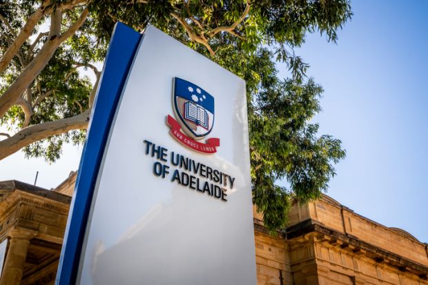 30 December 2018, Adelaide South Australia  Sign of the entrance of Adelaide University with logo