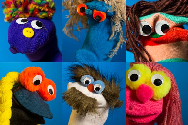 Various sock puppets