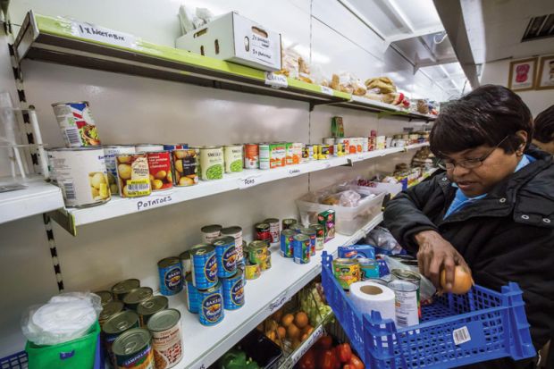 A person working in a food bank