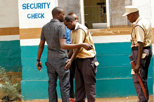 Security officer searches student, Garissa University College