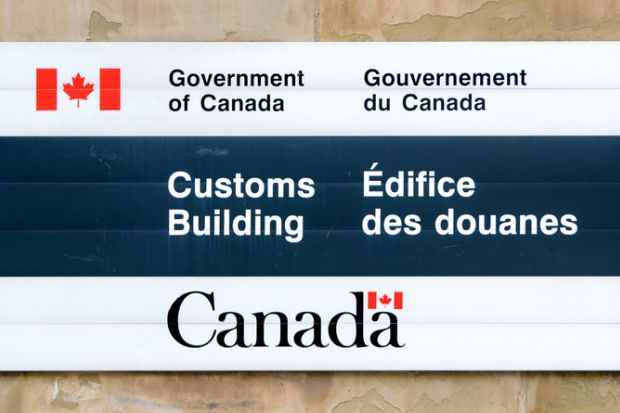 A Customs Building sign on a Government of Canada building