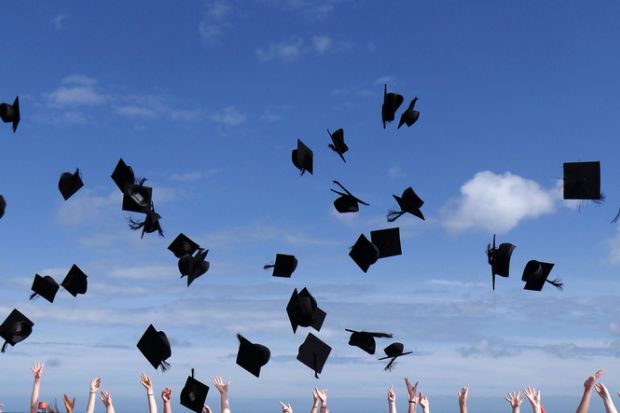 Graduates celebrate the award of their university or college degrees
