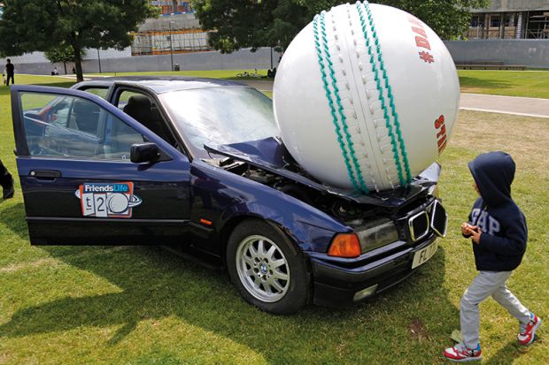 A ball crushing a car