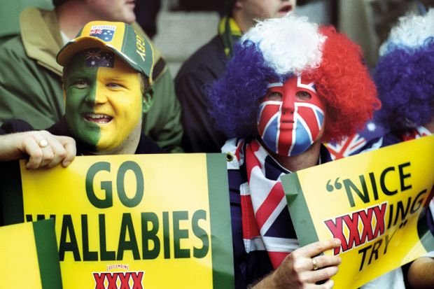 Australian rugby union fans, Twickenham Stadium, London, England