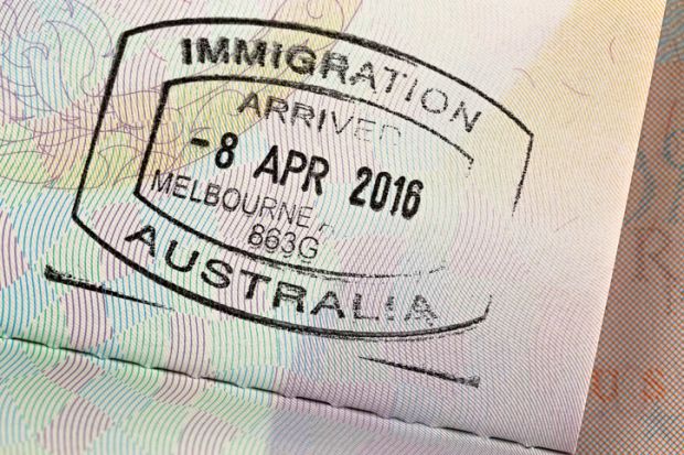 Australia immigration stamp