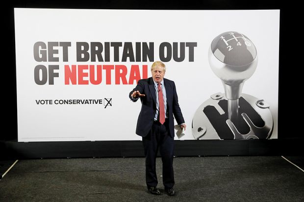 British Prime minister Boris Johnson launches a general campaign poster, 2019