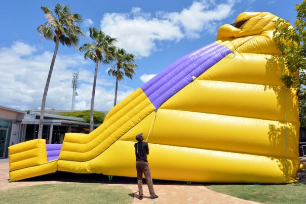 Bouncy castle inflating