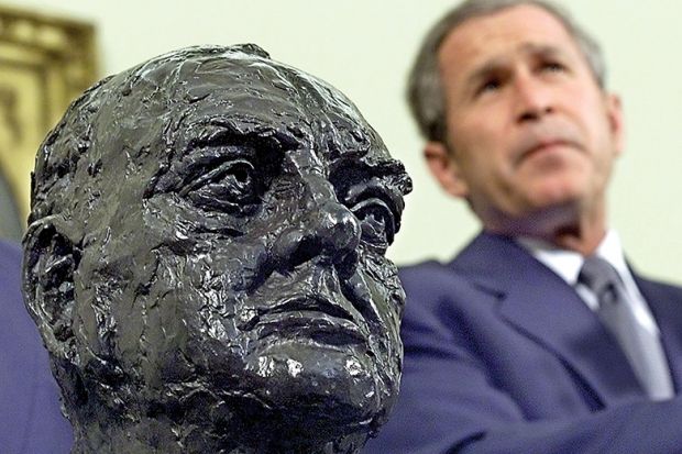 Bush with Churchill head