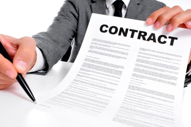 Businessman holding contract of employment