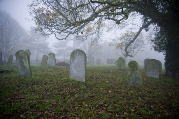 Misty cemetery