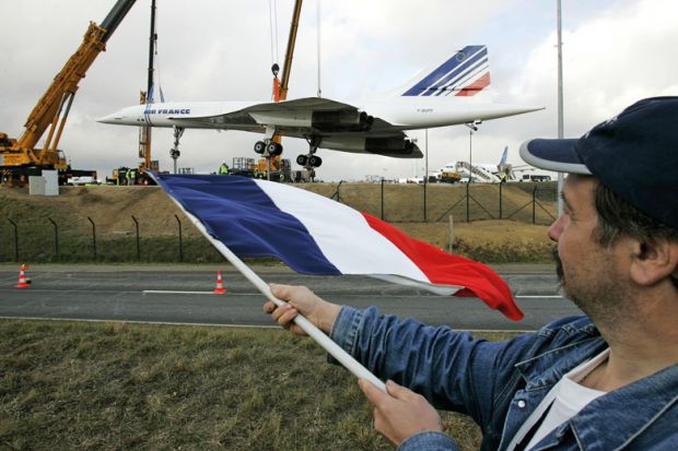 Concorde enthusiast waves French flag