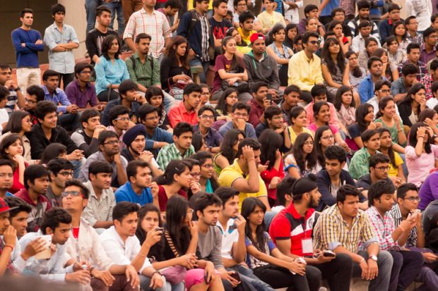 Indian students listening to presentation