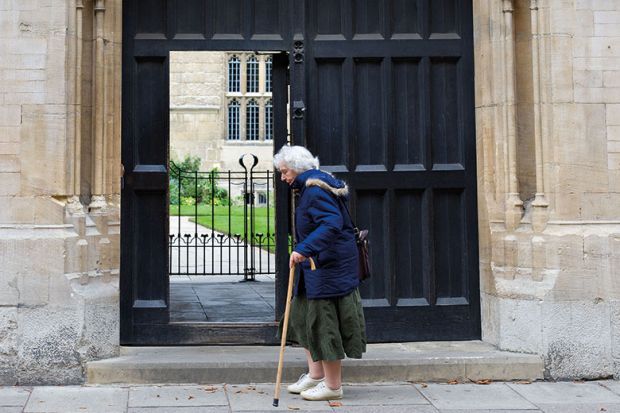 elderly woman outside oxford university