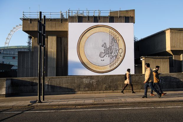 Euro coin on billboard