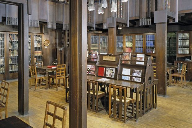 Glasgow School of Art library, Scotland, architect Charles Rennie Mackintosh