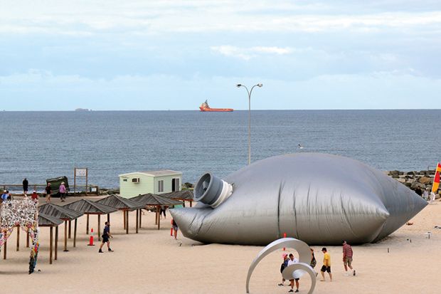 Giant goonbag on beach