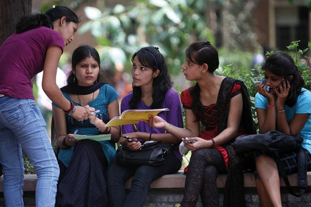 A group of female Indian students