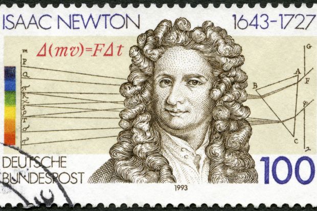 Isaac Newton on German stamp
