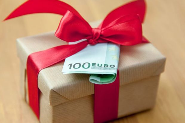 Gift with 500 euro note attached