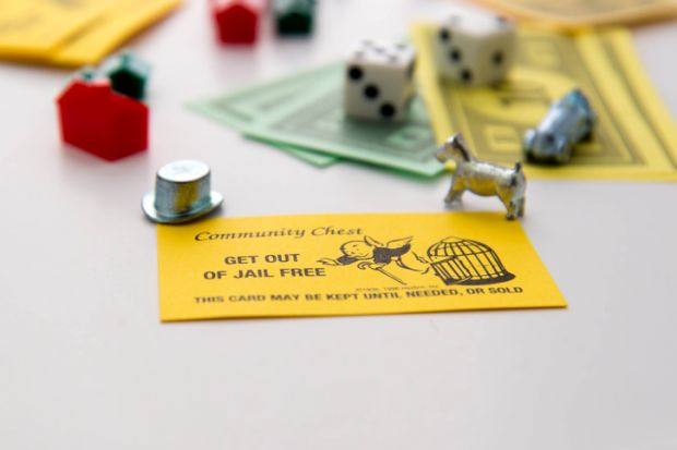 A Monopoly 'get out of jail free' card