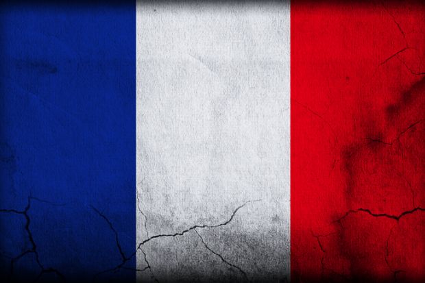 French flag with cracks, France, election