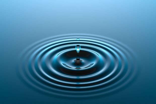 raindrop hitting water to create ripple as a way to show impact in research