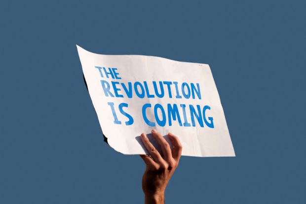 Sign saying &quot;The revolution is coming&quot; 