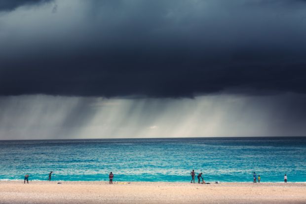 Storm approaches a beach in Greece