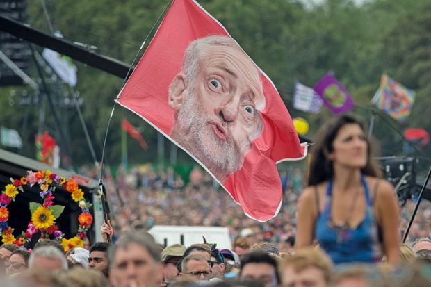 Jeremy Corbyn flag at Glastonbury