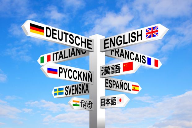 A signpost with the names of different languages on it