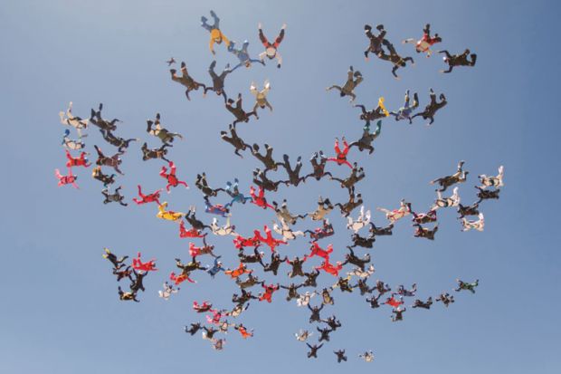 Large formation of skydivers
